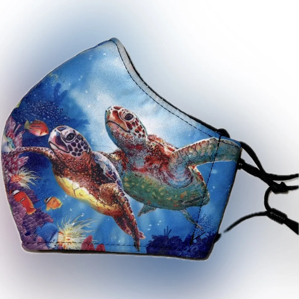 🍄Sea Turtle Reusable Mask Adjustable Ear Straps Washable Lightweight Ocean